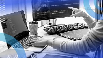 software engineer reviewing JavaScript code