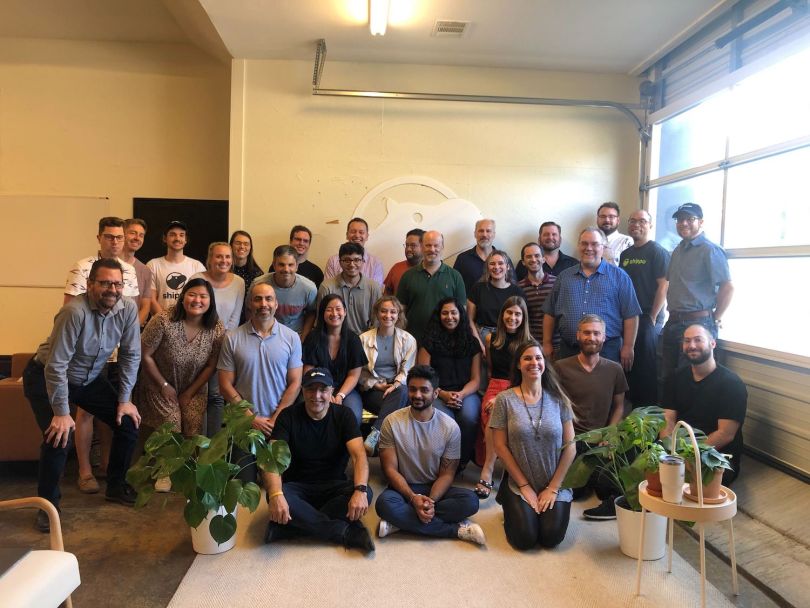 Shippo’s Austin team poses for a photo in their new office on Monday.