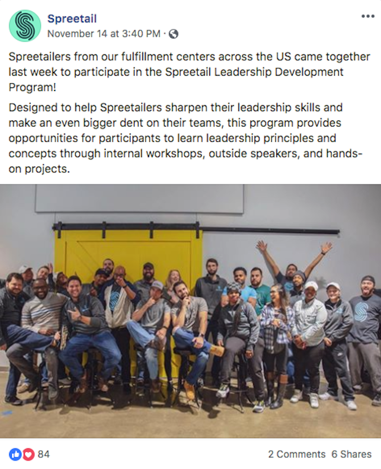spree-tail-facebook-social-media-employer-branding-examples
